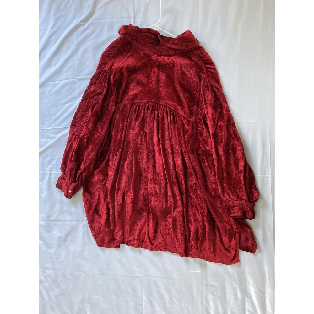 Denim 24/7 Shirt Women 24W Ruby Red Velvet Button Tunic Top Plus Long Sleeve - Picture 6 of 13